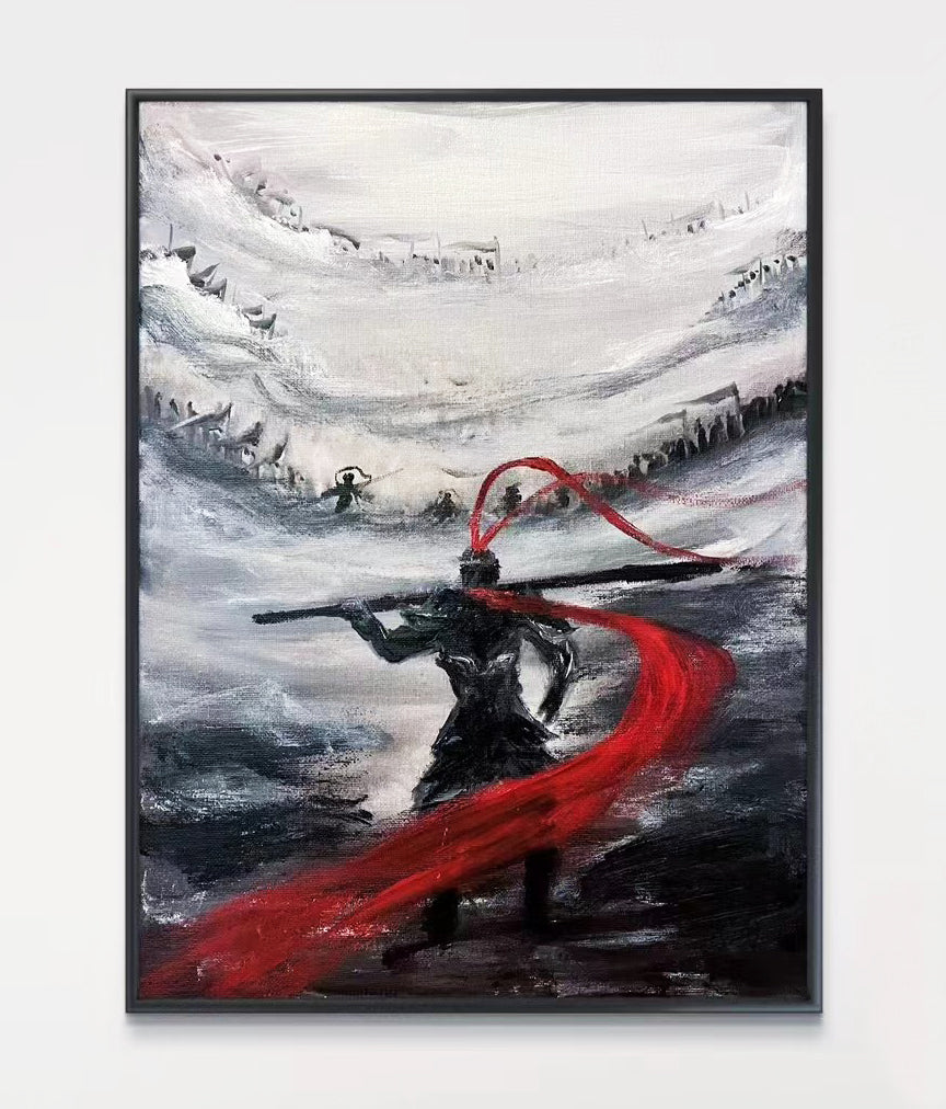 Artist Original Hand-Painted Acrylic Painting, Journey To The West Myth Monkey King WuKong