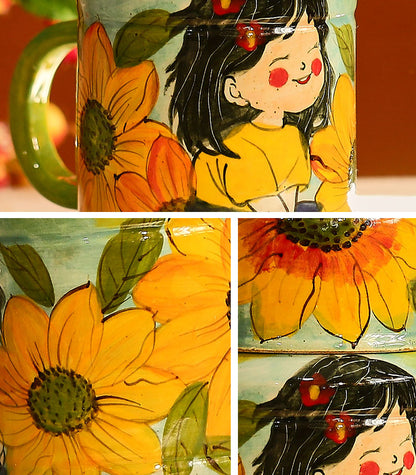 limited edition hand painted stoneware mug