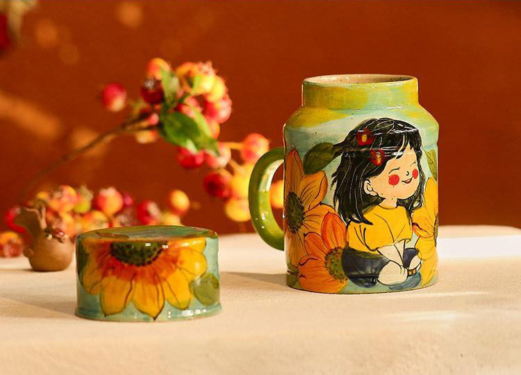 giftable hand painted stoneware mug