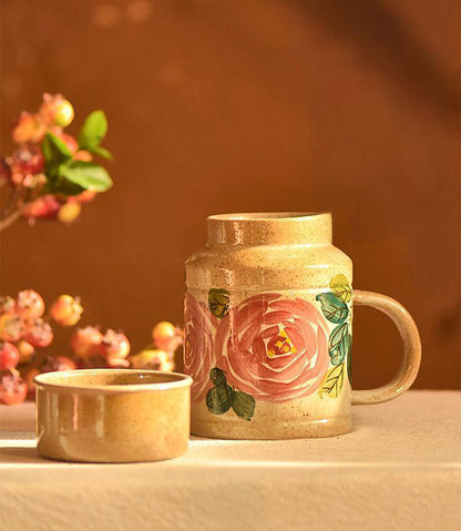 microwave-safe hand painted stoneware mug