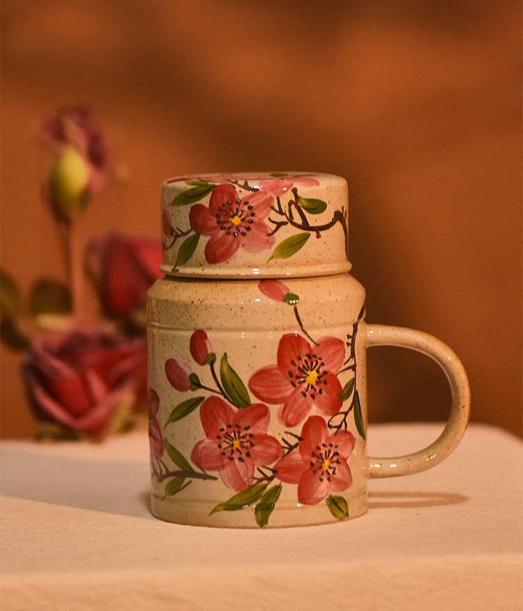 pastel hand painted stoneware mug